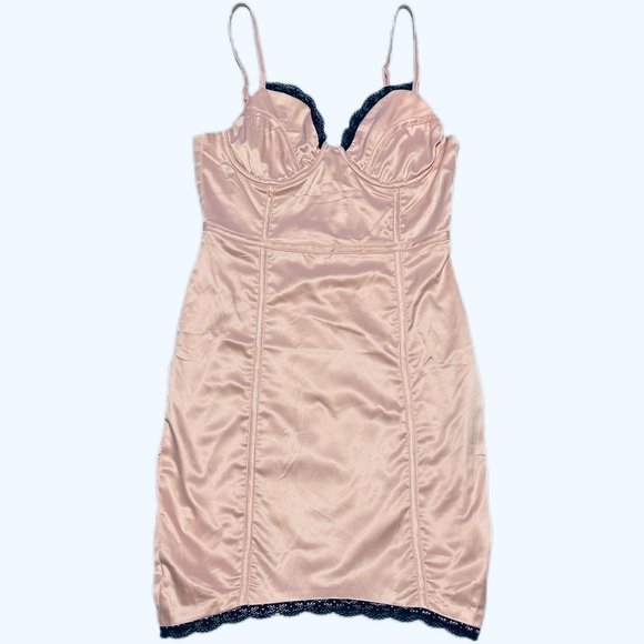 BNWT Oh Polly Too Little Too Lace Underwired Satin Mini Dress in Pink - Picture 6 of 7